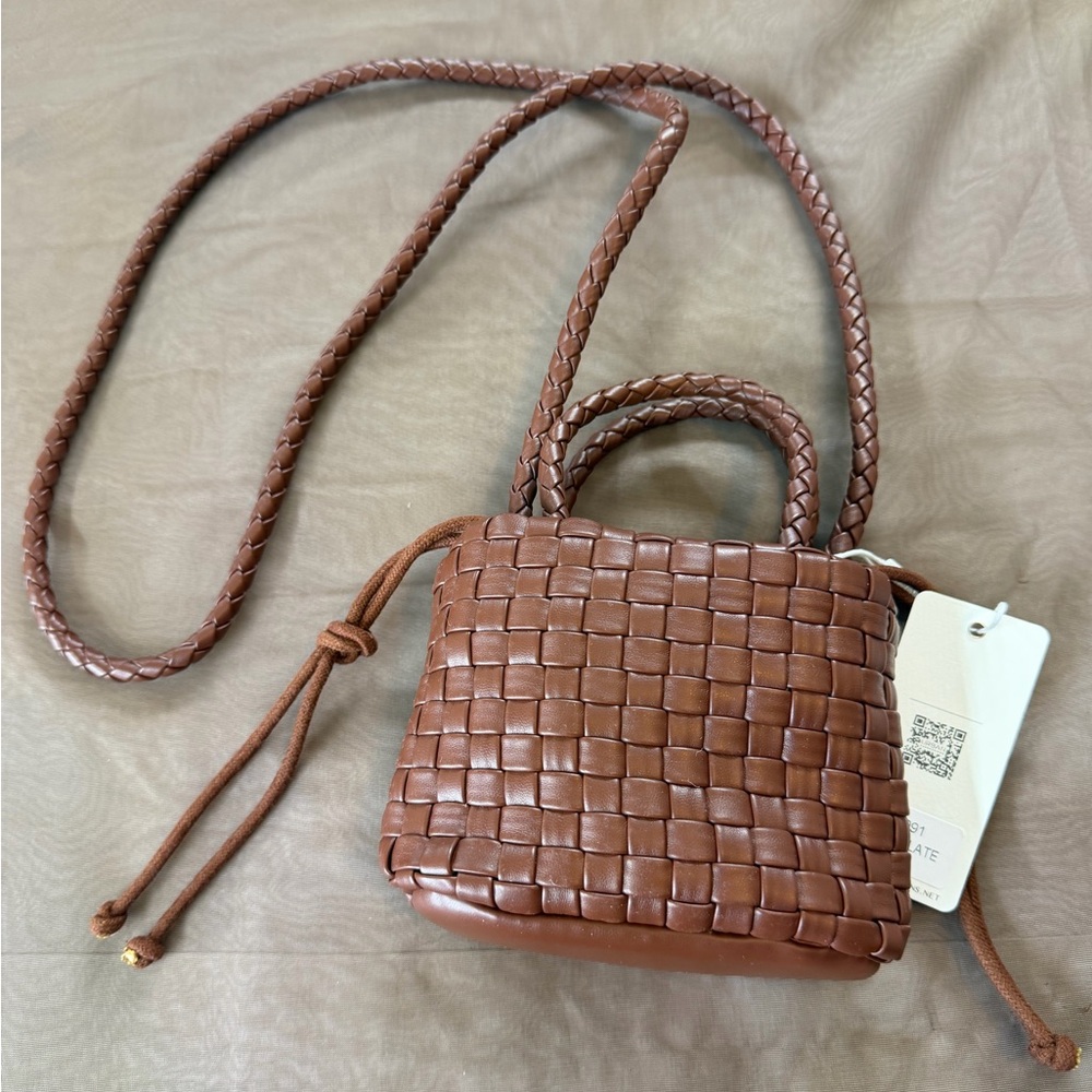 New Brown Woven Crossbody Bag
